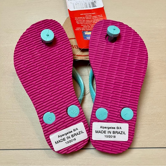 Havaianas toddler pink teal flip flops beach summer 23/24 9C  🩴 - Picture 3 of 7